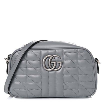 Gucci Calfskin Matelasse Aria Small GG Marmont Chain Shoulder Bag Deep Grey 1 of 13