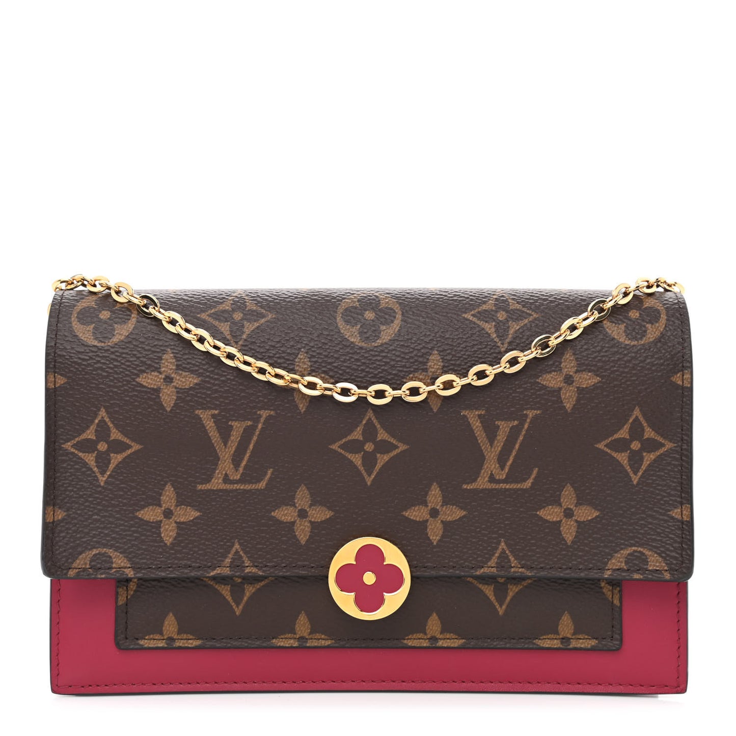 Monogram Flore Chain Wallet Fuchsia