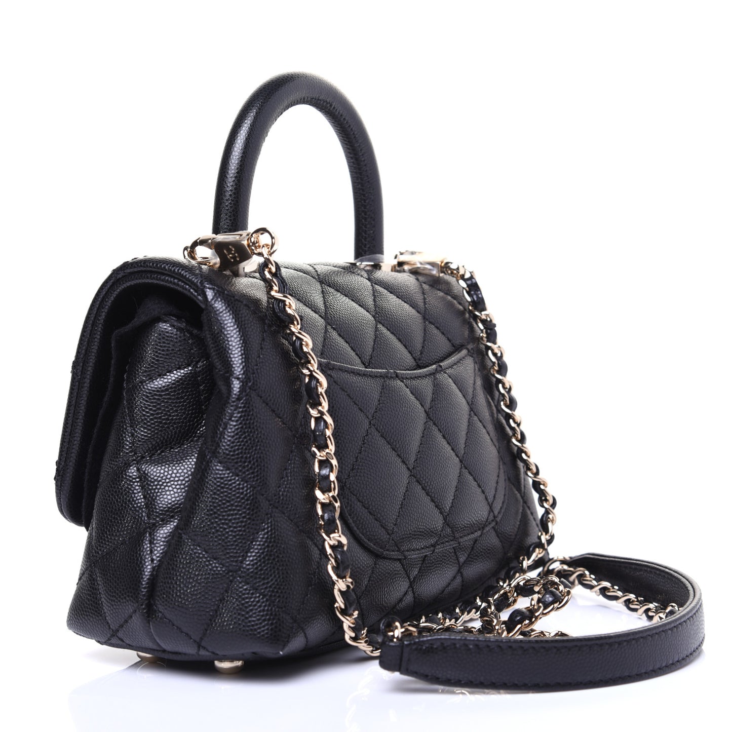 Caviar Quilted Extra Mini Coco Handle Flap Black