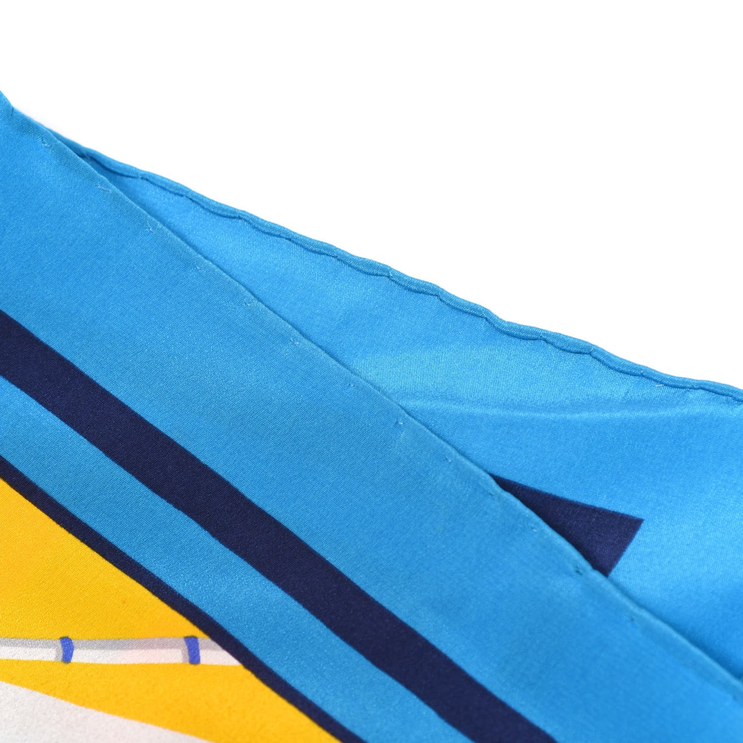 Silk Sailboat Print Square Scarf Blue Multicolor