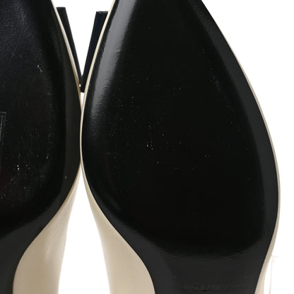 Saint Laurent Calfskin Bow Anais Pumps 35 White 10 of 11