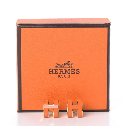 Hermes Gold Lacquered Pop H Earrings Orange 6 of 6