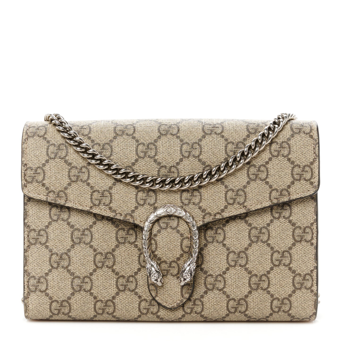 GG Supreme Monogram Mini Dionysus Chain Wallet Beige Taupe