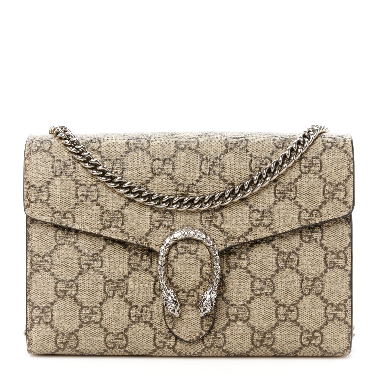Gucci GG Supreme Monogram Mini Dionysus Chain Wallet Beige Taupe 1 of 10