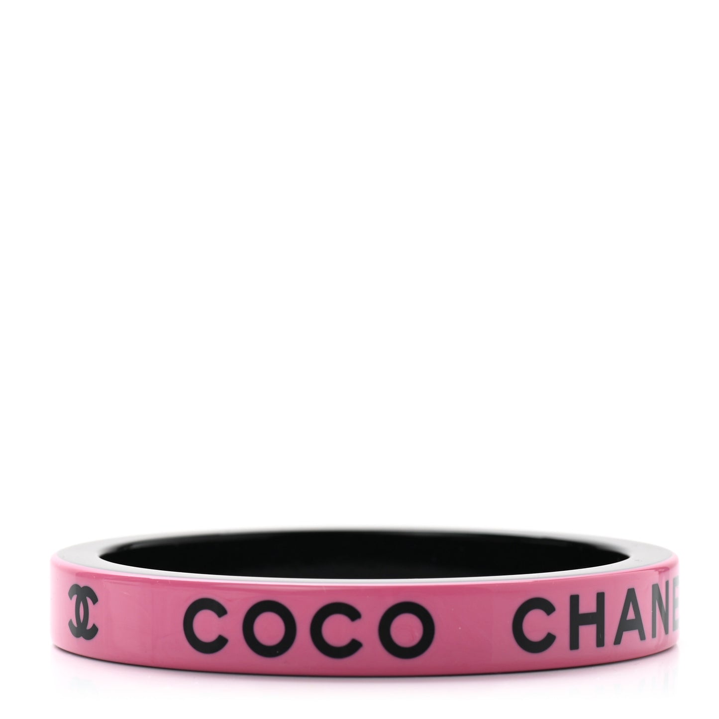 Resin Logo Bangle Bracelet Pink Black