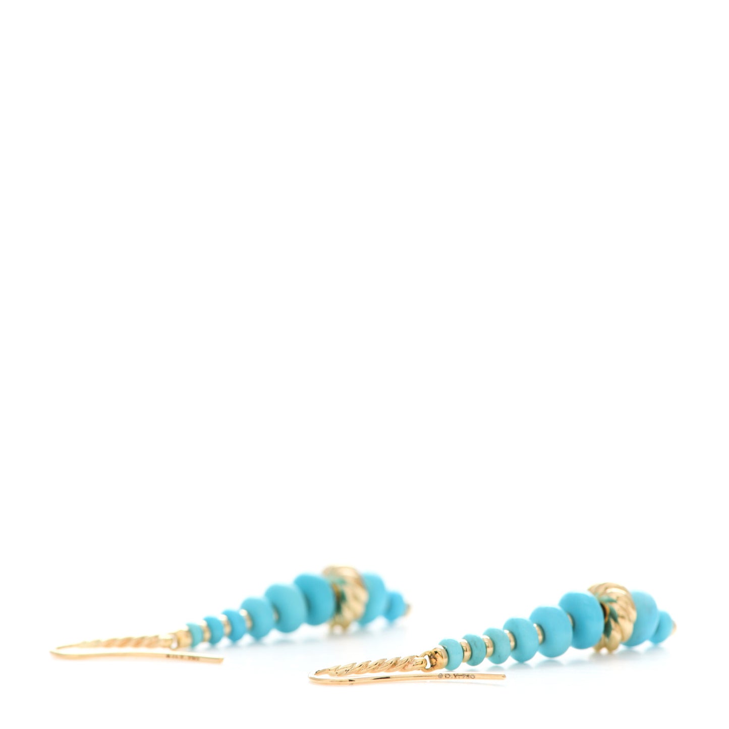 18K Yellow Gold Turquoise Rio Rondelle Drop Earrings
