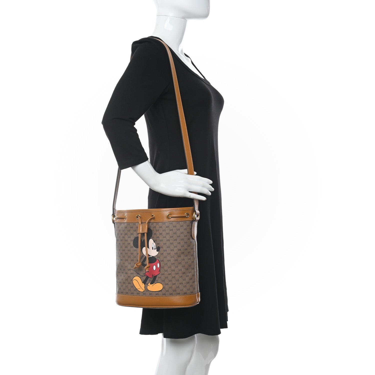 Gucci X DISNEY Mini Vintage GG Supreme Monogram Bucket Bag Beige Vintage Sun Oil 2 of 8