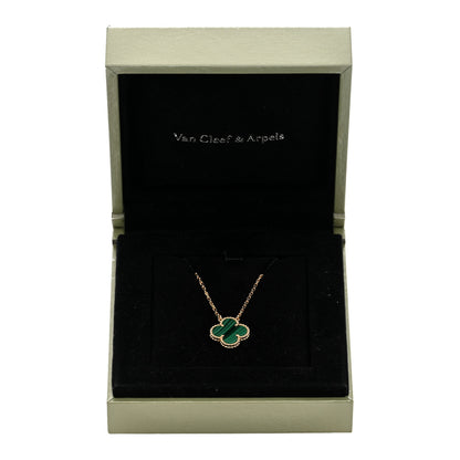 Van Cleef & Arpels 18K Yellow Gold Malachite Vintage Alhambra Pendant Necklace 4 of 4