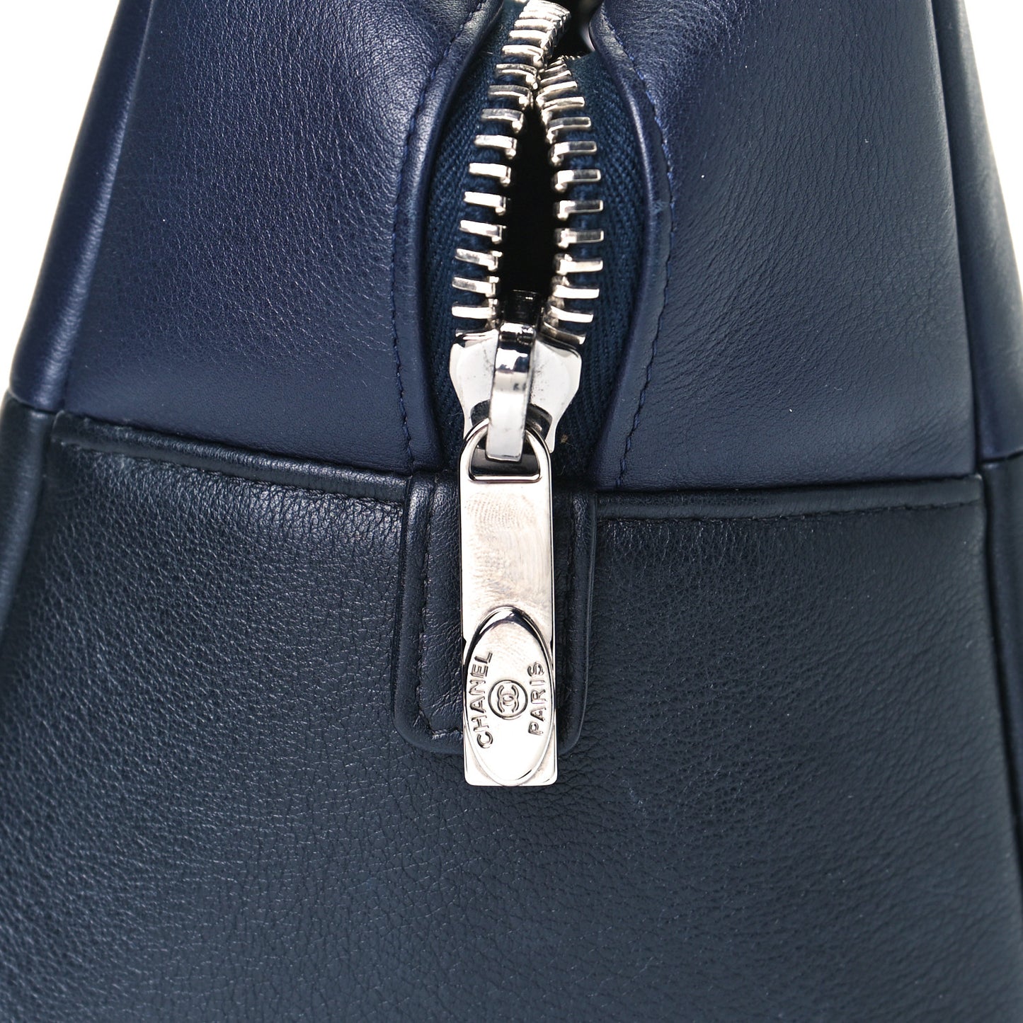 Calfskin Timeless Duo Bowling Bag Dark Navy Black