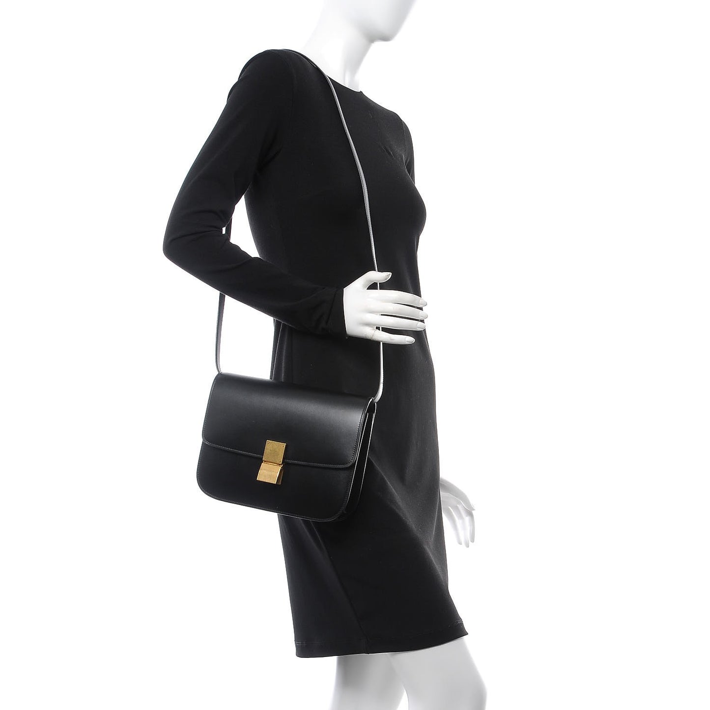 Box Calfskin Medium Classic Box Flap Bag Black