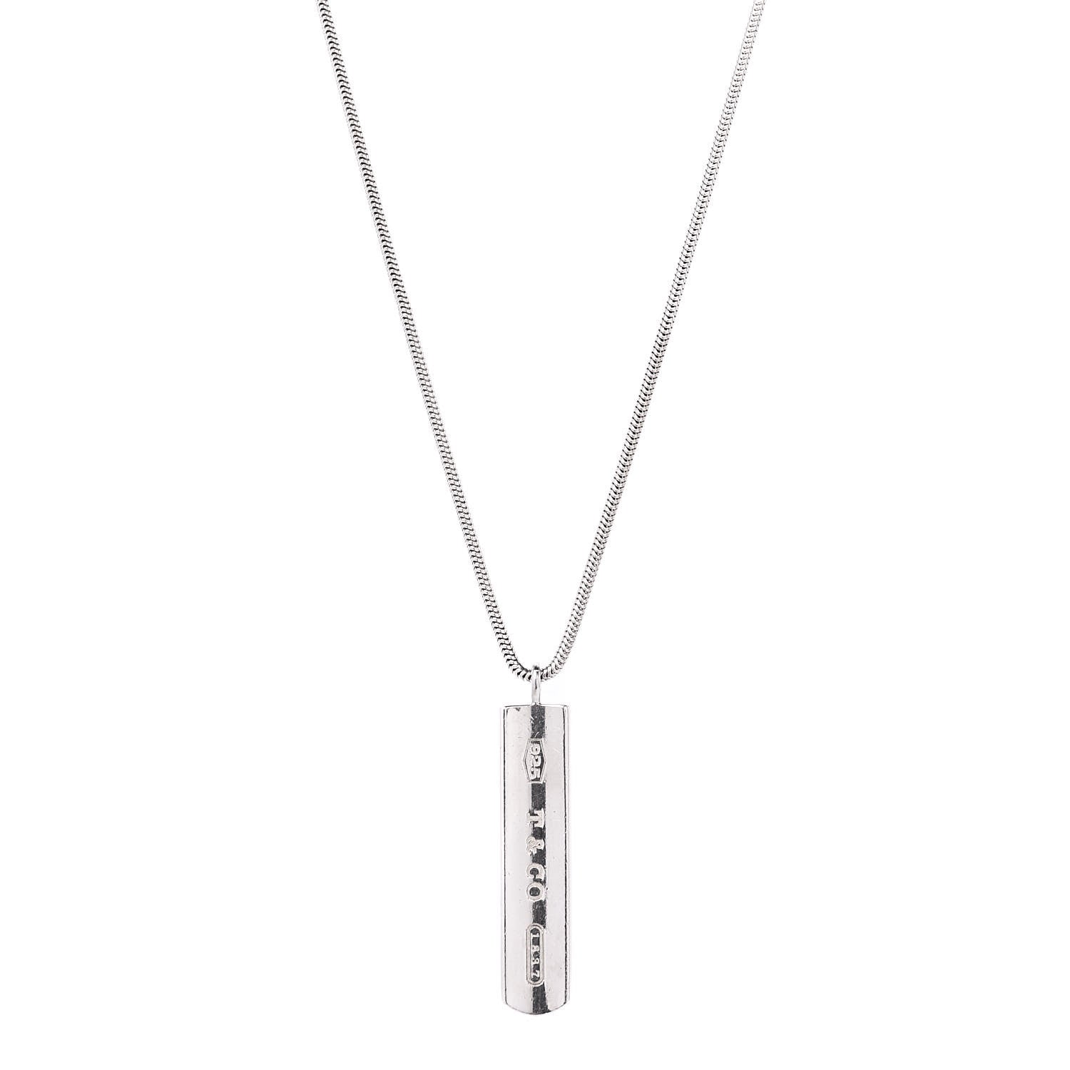 Tiffany Sterling Silver 1837 Bar Pendant Necklace 1 of 7
