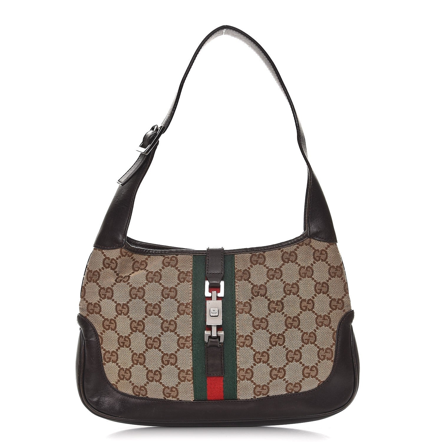 Gucci Monogram Web Small Jackie O Hobo Dark Brown 1 of 14