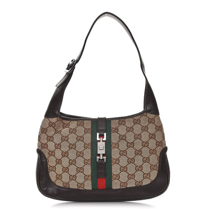 Gucci Monogram Web Small Jackie O Hobo Dark Brown 1 of 14