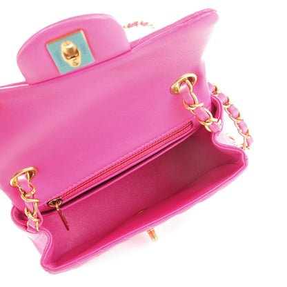 Chanel Lambskin Chevron Quilted Mini Square Flap Fuchsia 5 of 9