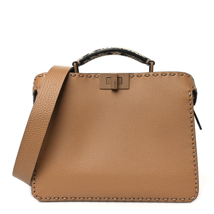 Fendi Cuoio Romano Vitello Elaphe Cover Sellerissima Monochrome Mini Peekaboo I SEE U Satchel Cammello 1 of 11