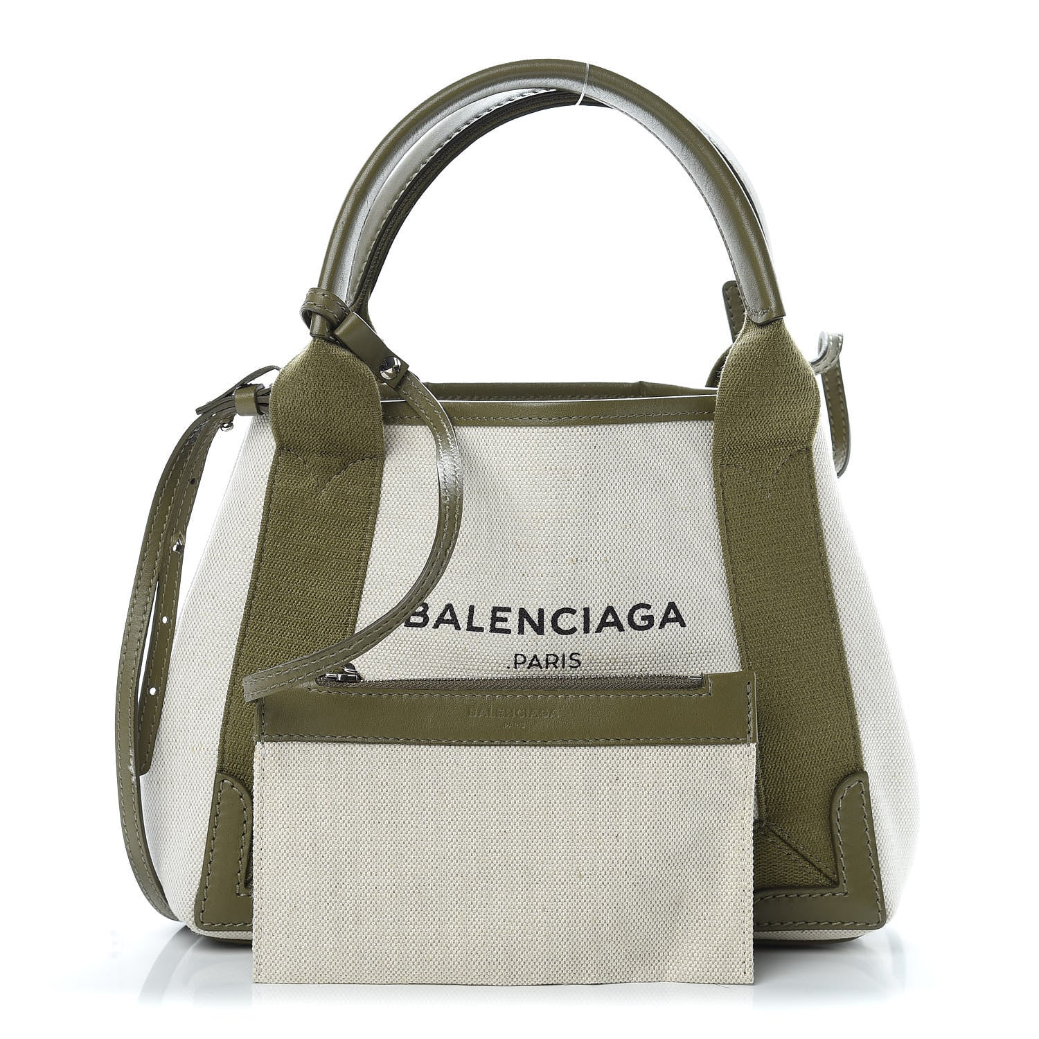 Balenciaga Cotton Canvas Calfskin Navy Cabas XS Natural Green 1 of 16