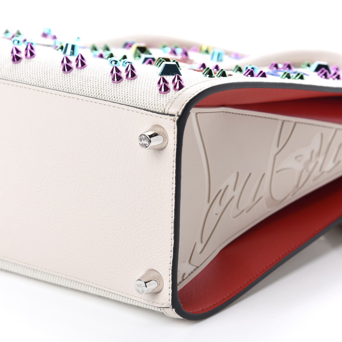 Canvas Spikes Loubinthesky Medium Paloma Ivory