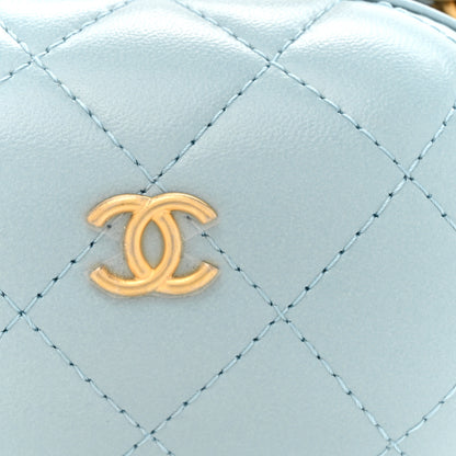 Chanel Lambskin Quilted CC Bubble Vanity Case With Chain Light Blue 8 of 10