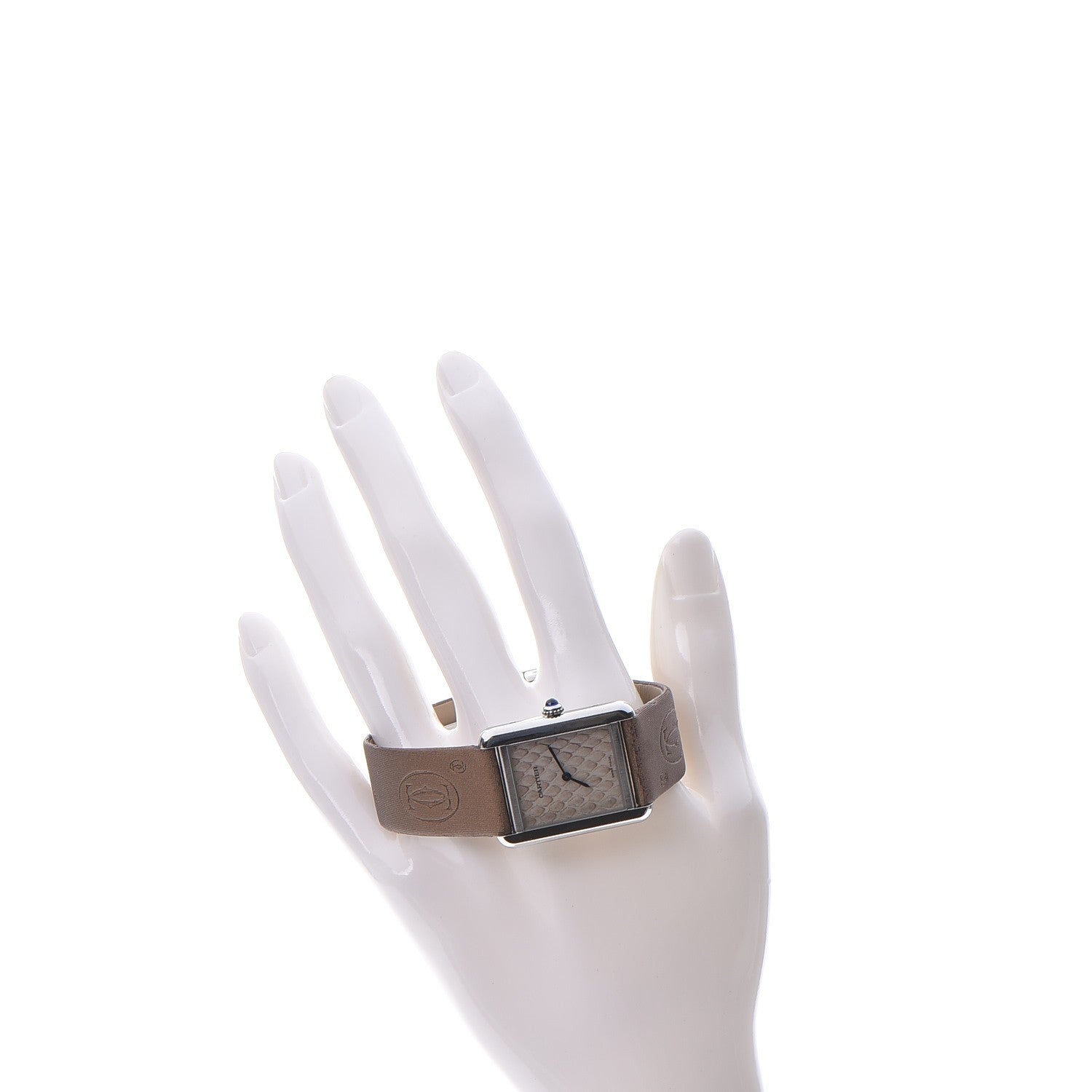 Cartier Stainless Steel Satin 24mm Tank Solo Python Quartz Watch Taupe 2 of 12