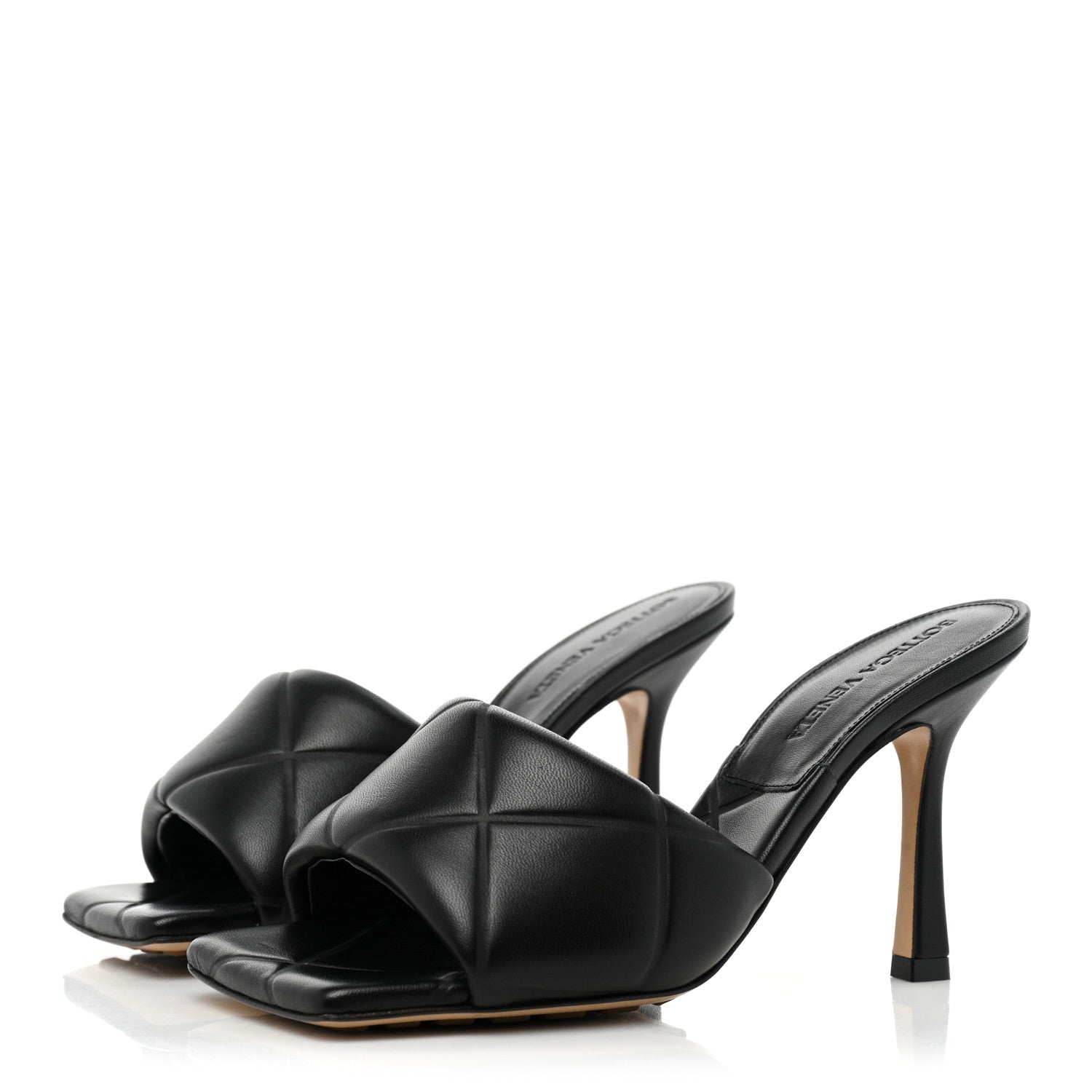 Bottega Veneta Nappa Quilted Rubber Lido Mule Sandals 35.5 Black 3 of 9