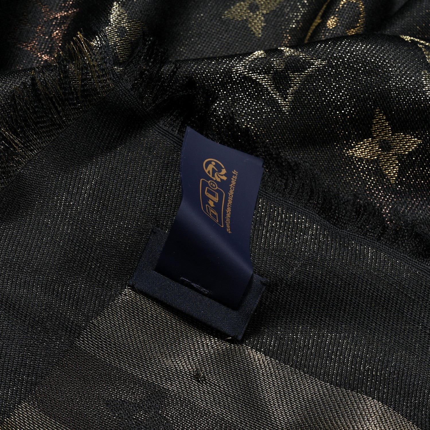 Louis Vuitton Silk Lurex Wool So Shine Monogram Shawl Black 9 of 10