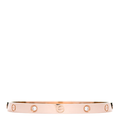 Cartier 18K Pink Gold 4 Diamond LOVE Bracelet 19 2 of 5