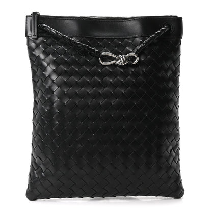 Bottega Veneta Nappa Intrecciato Andiamo Flat Messenger Black 1 of 9