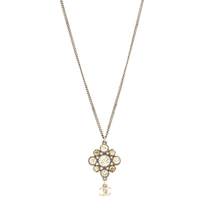 Chanel Crystal CC Drop Pendant Necklace Silver 1 of 5