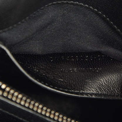 Saint Laurent Sheepskin Matelasse Chevron Monogram Medium College Bag Black 9 of 16