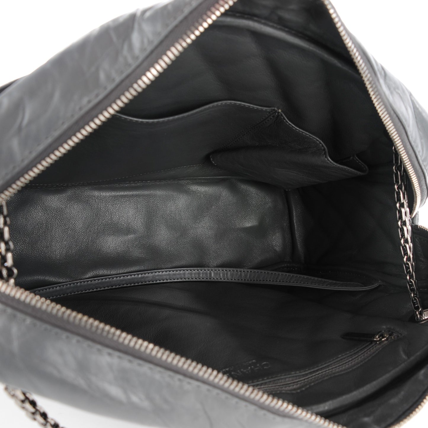 Aged Calfskin Quilted Large Reissue Camera Case Grey