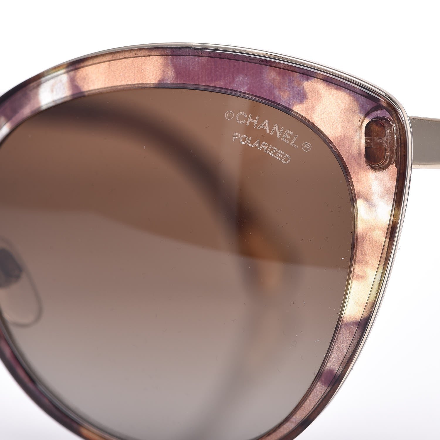 Chanel Polarized Metal Cat Eye Sunglasses 4208 Brown 7 of 9