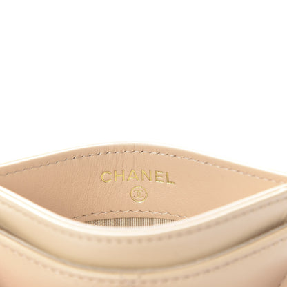 Chanel Shiny Goatskin Quilted Chanel 19 Card Holder Beige 6 of 9