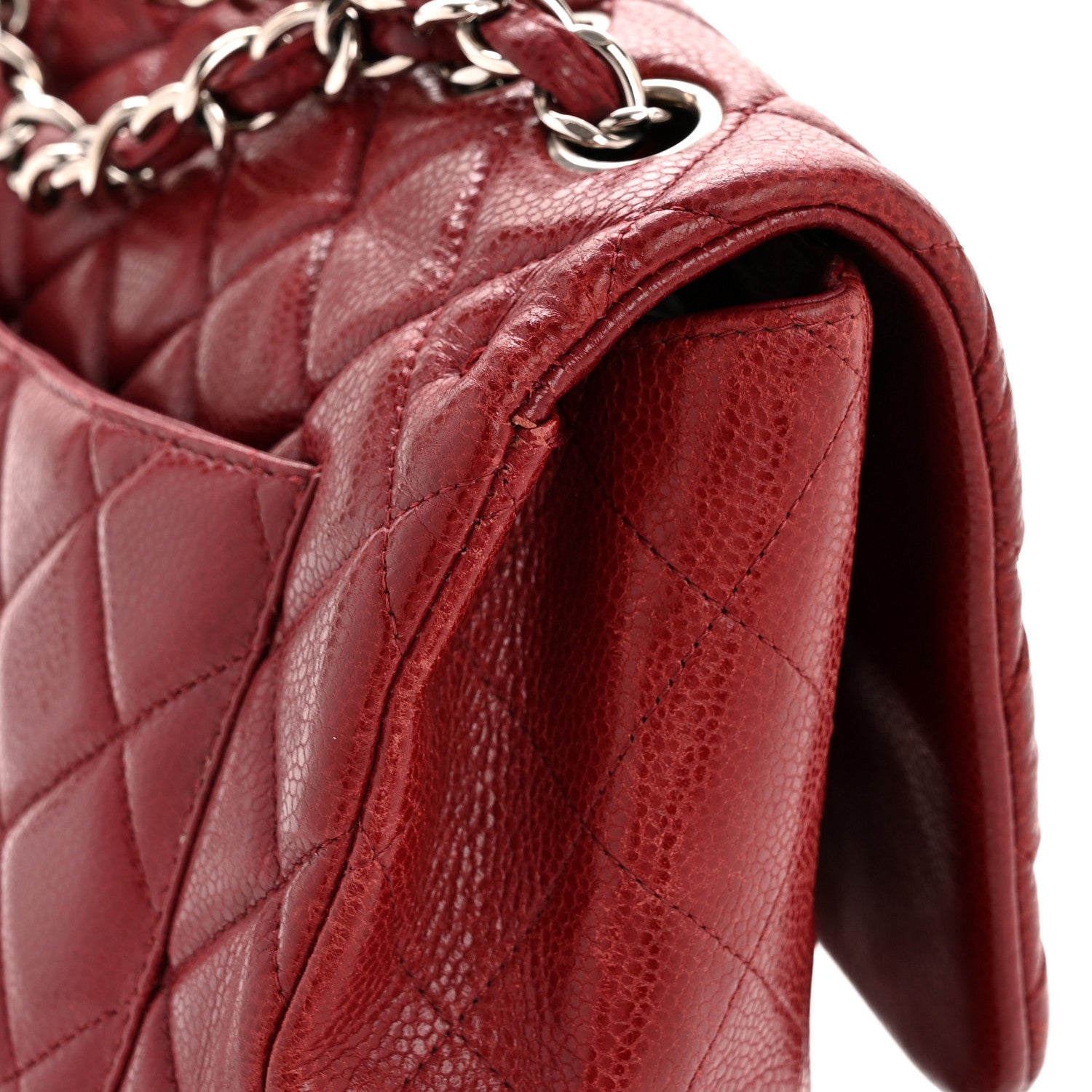 Chanel Caviar Quilted Jumbo Double Flap Dark Red 13 of 13
