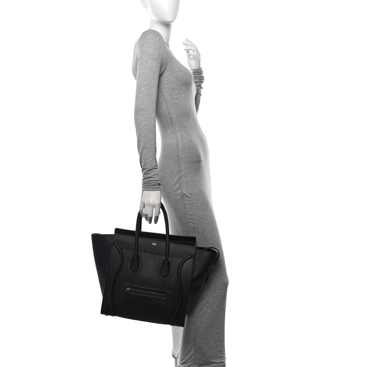 Celine Drummed Calfskin Mini Luggage Black 2 of 13