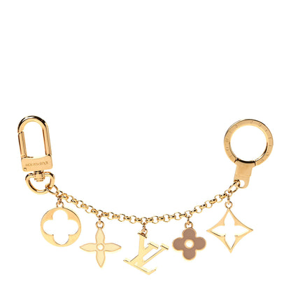 Louis Vuitton Brass Enamel Fleur De Monogram Bag Charm Chain Gold 1 of 4