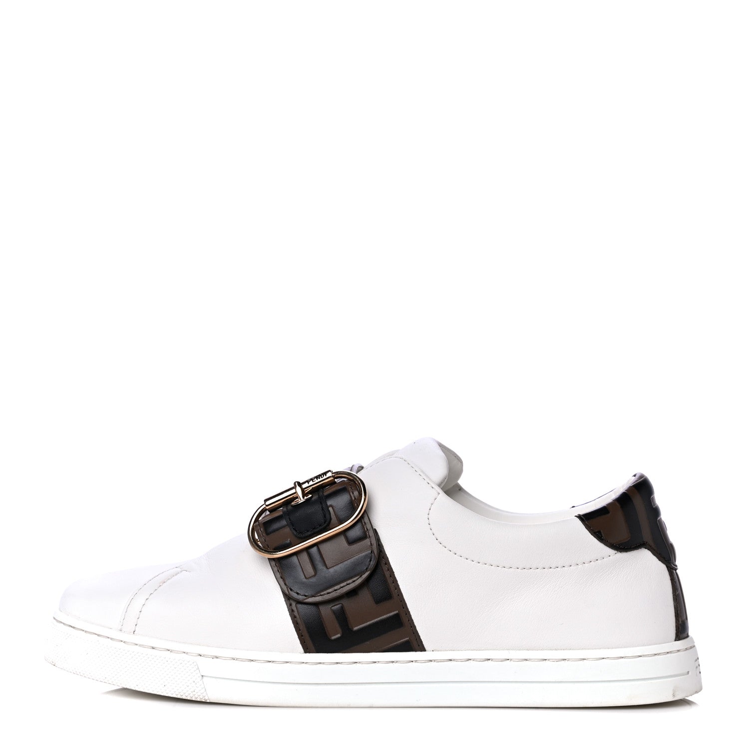 Fendi Vitello FF Embossed Womens Slip On Sneakers 37 Ultra White Maya Black 1 of 14