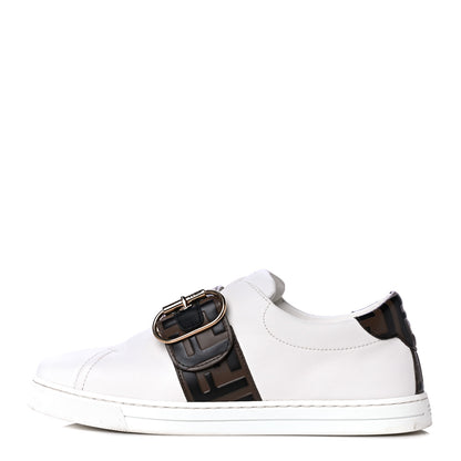 Fendi Vitello FF Embossed Womens Slip On Sneakers 37 Ultra White Maya Black 1 of 14