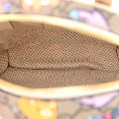 Gucci X PIKARAR GG Supreme Monogram Textured Dollar Calfskin Animal Print Retro Interlocking G Multi-Function Bag Beige Ebony Multicolor Mystic White 6 of 11