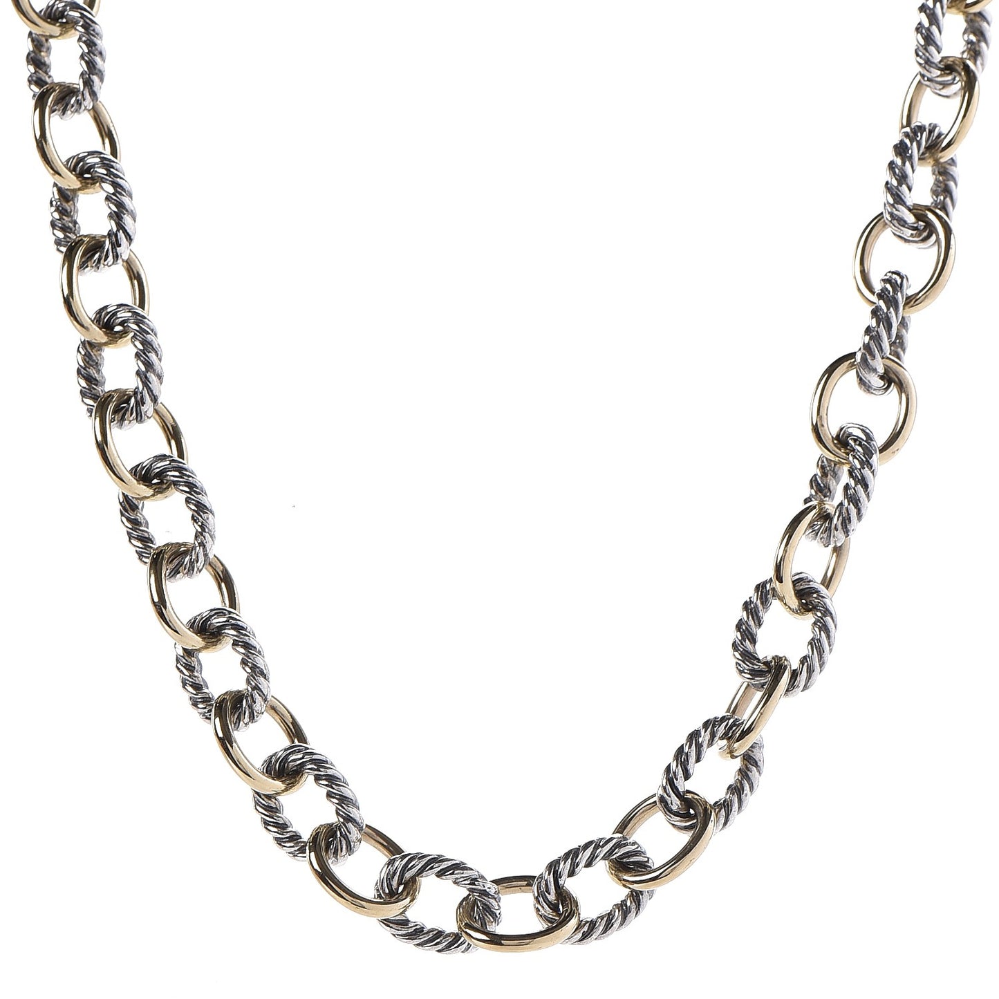 Sterling Silver 18K Yellow Gold 10mm Medium Oval Link Necklace
