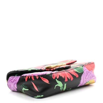 Gucci X KEN SCOTT Calfskin Matelasse Floral Print Super Mini GG Marmont Shoulder Bag Black 4 of 9