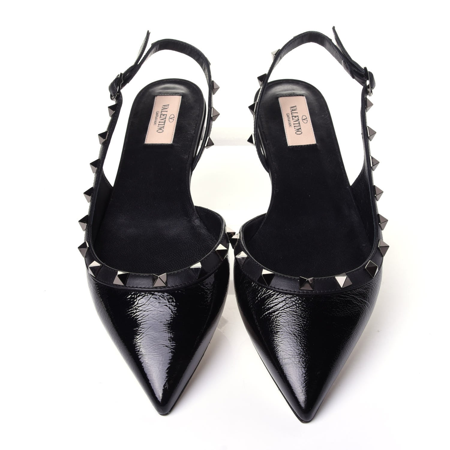 Valentino Garavani Patent Rockstud Slingback Flats 39 Black 5 of 12