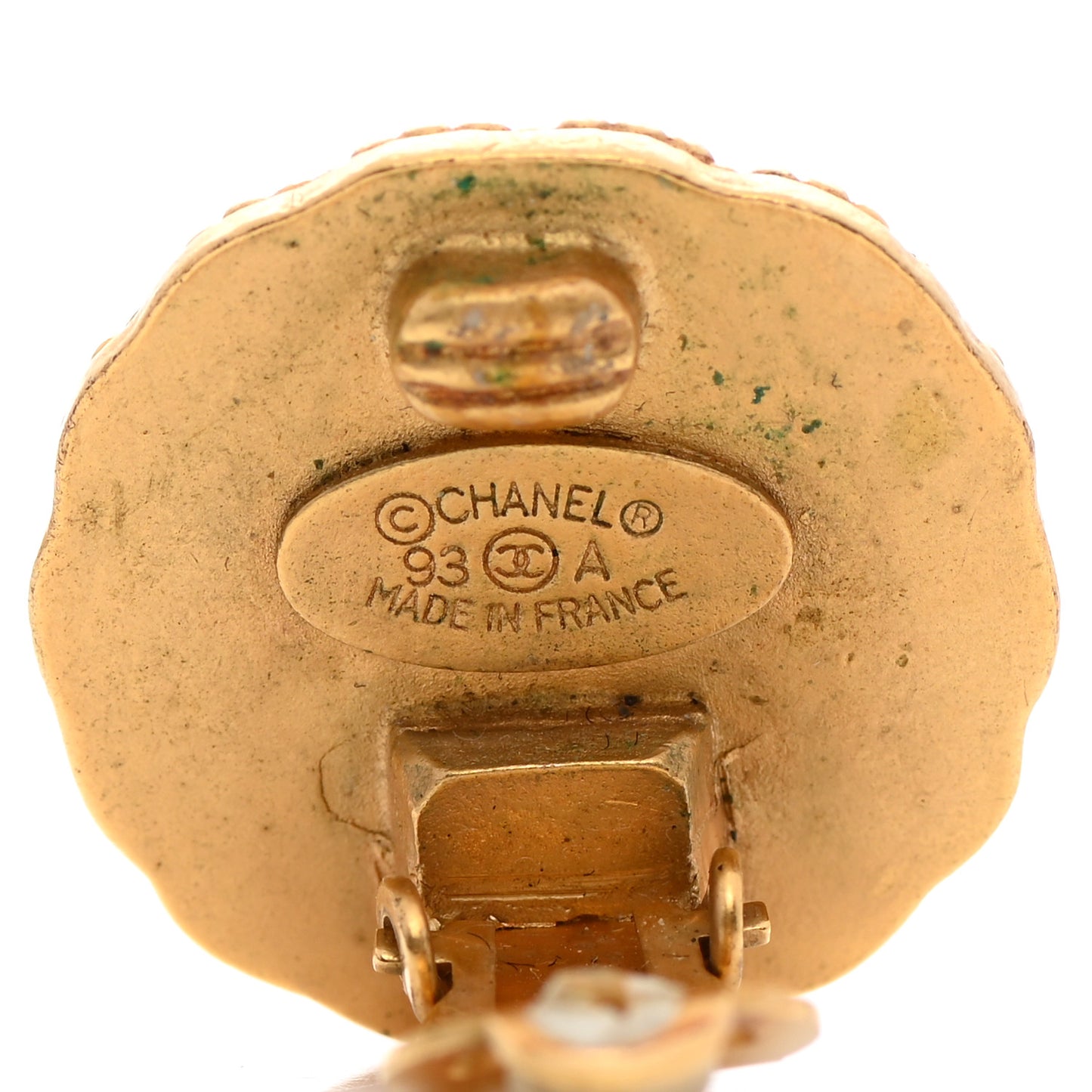 CC Clip On Button Earrings Gold