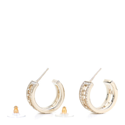 Chanel Metal Crystal Bow-tiful CC Hoop Earrings Gold 3 of 5