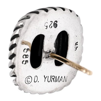 David Yurman Sterling Silver 14K Yellow Gold Black Onyx 7mm Albion Earrings 4 of 4