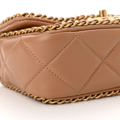 Chanel Lambskin Chain Around Top Handle Flap Dark Beige 9 of 12