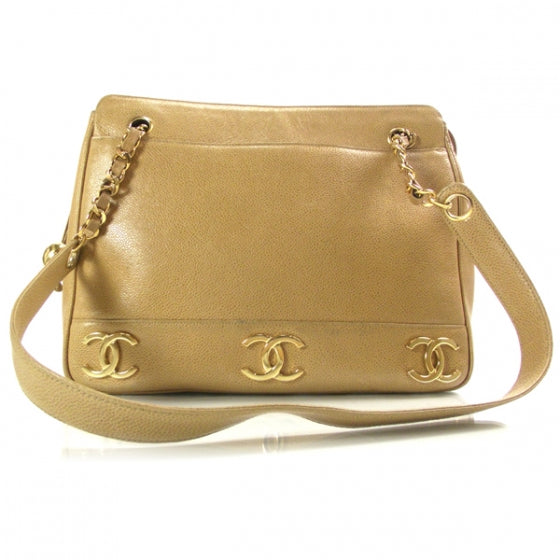 Chanel Caviar Shoulder Bag Beige 1 of 13