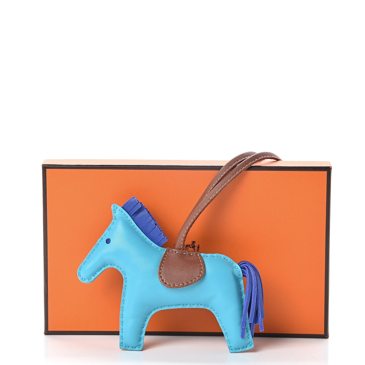 Milo Lambskin Grigri Rodeo Horse Bag Charm MM Bleu Azteque Bleu Electrique Fauve