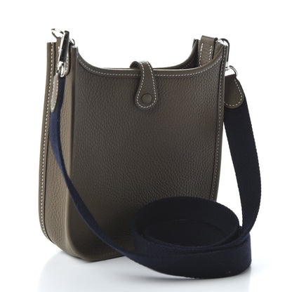 Hermes Taurillon Clemence Amazone Evelyne TPM Etoupe Bleu Indigo 3 of 10
