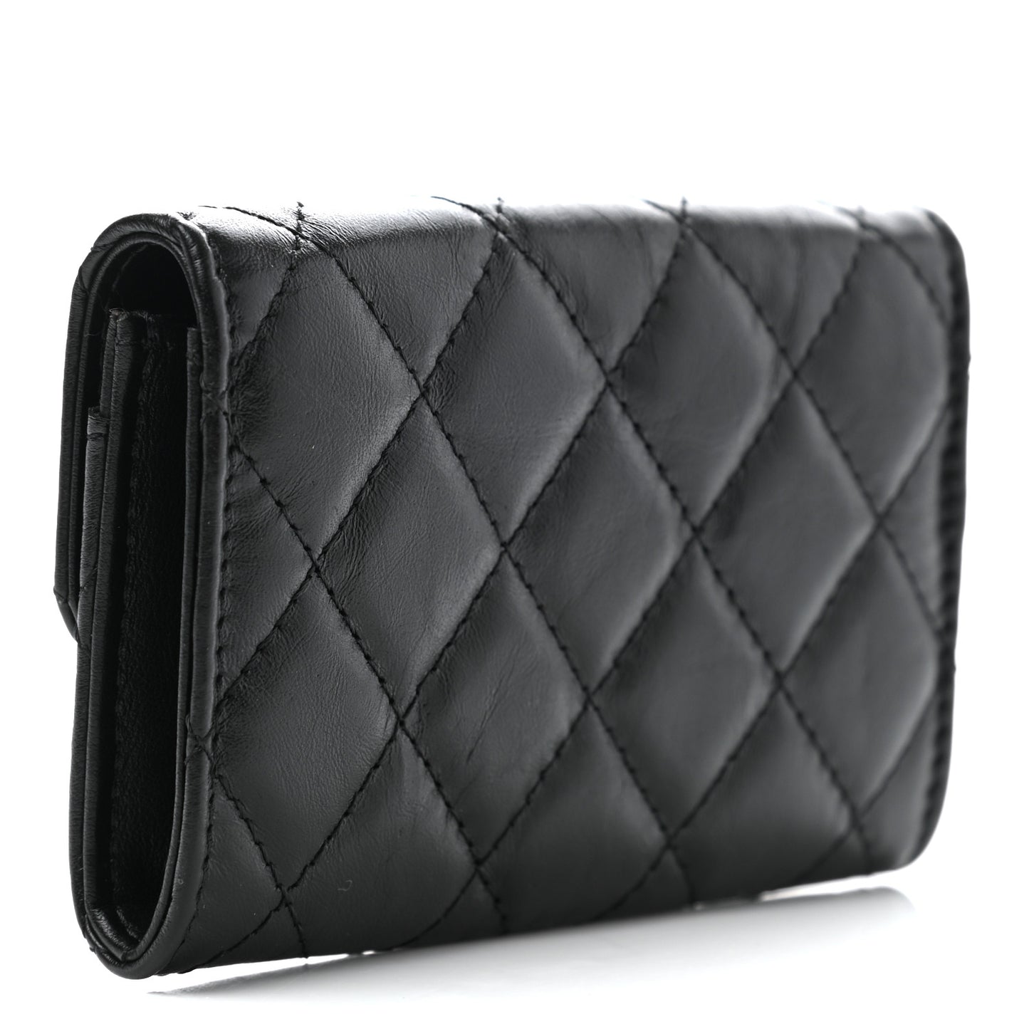 Aged Calfskin Quilted Reissue Flap Card Holder So Black