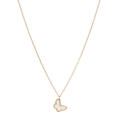 Van Cleef & Arpels 18K Yellow Gold Mother of Pearl Sweet Alhambra Butterfly Pendant Necklace 1 of 6